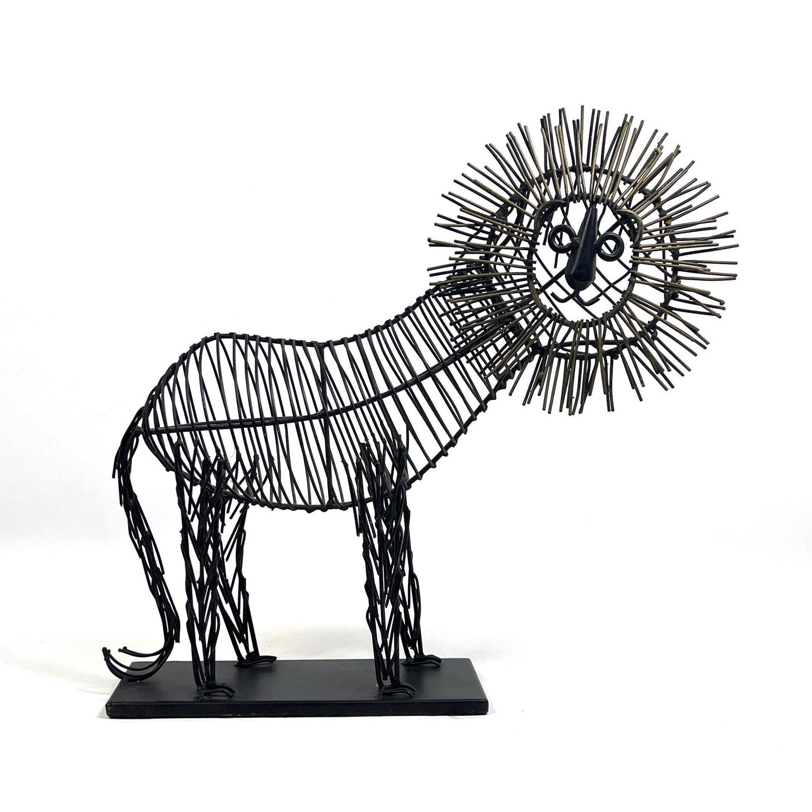 Weinberg Style Wire Large Lion Sculpture.  Three dimensional figural sculpture on base. (1 of 7)