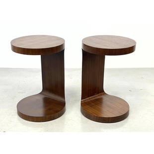 Pair Art Deco style Side Tables Attributed to Minotti: Pair Art Deco style Side Tables Attributed to Minotti Dimensions: H: 24.75 inches: W: 17 inches: D: 17 inches ---