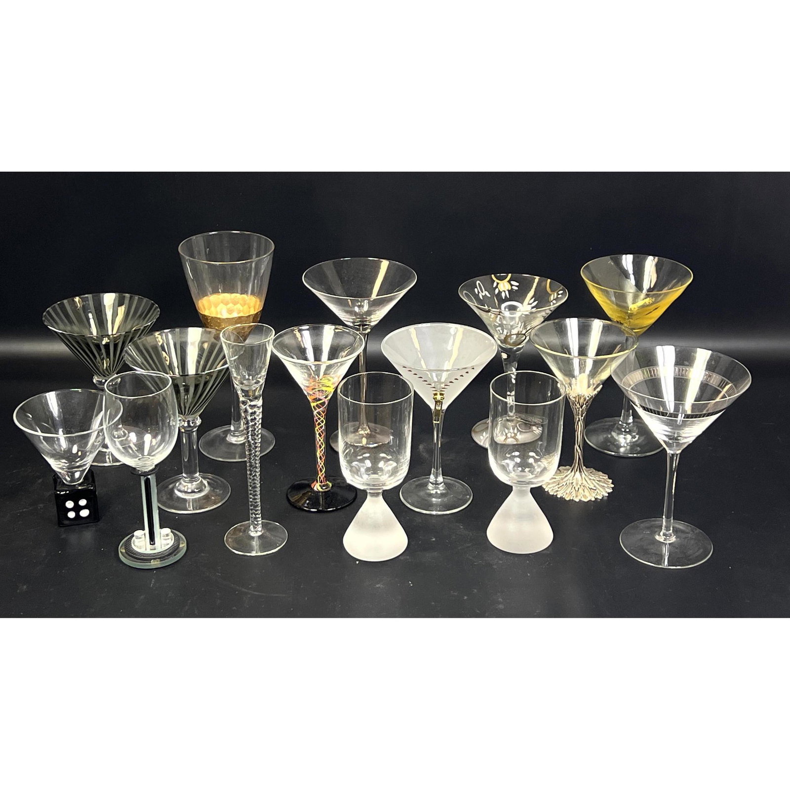 Collection 15  Art Glass Glasses Stemware. Mostly different with a few pairs. Your guests will each (1 of 15)