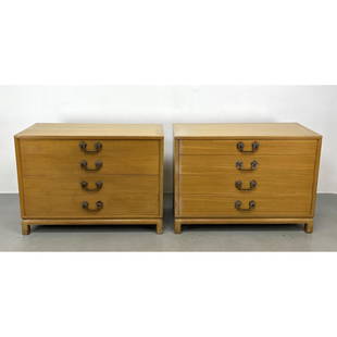 Pr LANDSTROM FURNITURE Blond Wood Dressers. Metal Asian style Hardware. Label.: Pr LANDSTROM FURNITURE Blond Wood Dressers. Metal Asian style Hardware. Label. Dimensions: H: 32 inches: W: 44 inches: D: 20 inches ---