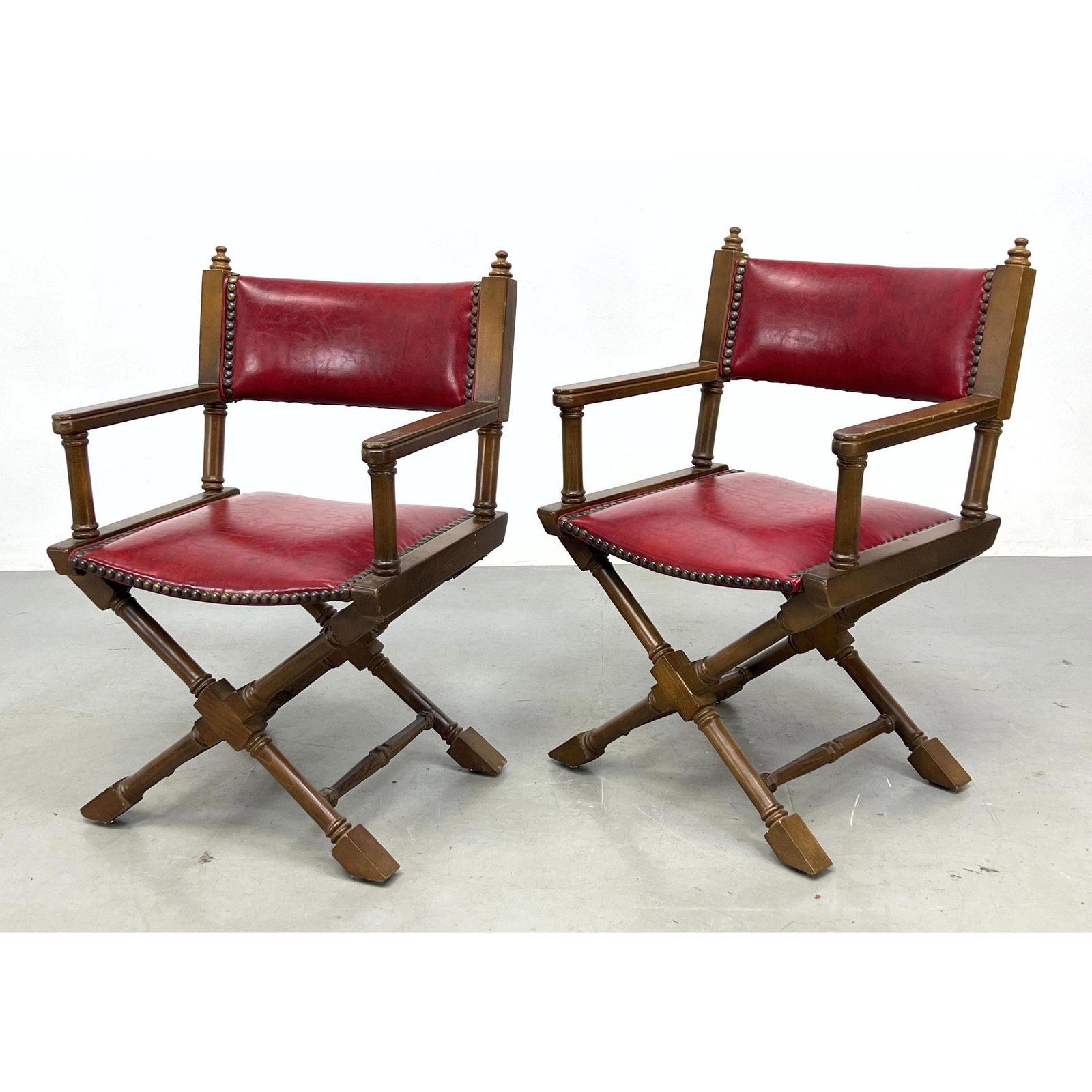 Pair Shelby Williams Directoire Chairs. Red vinyl. (1 of 11)
