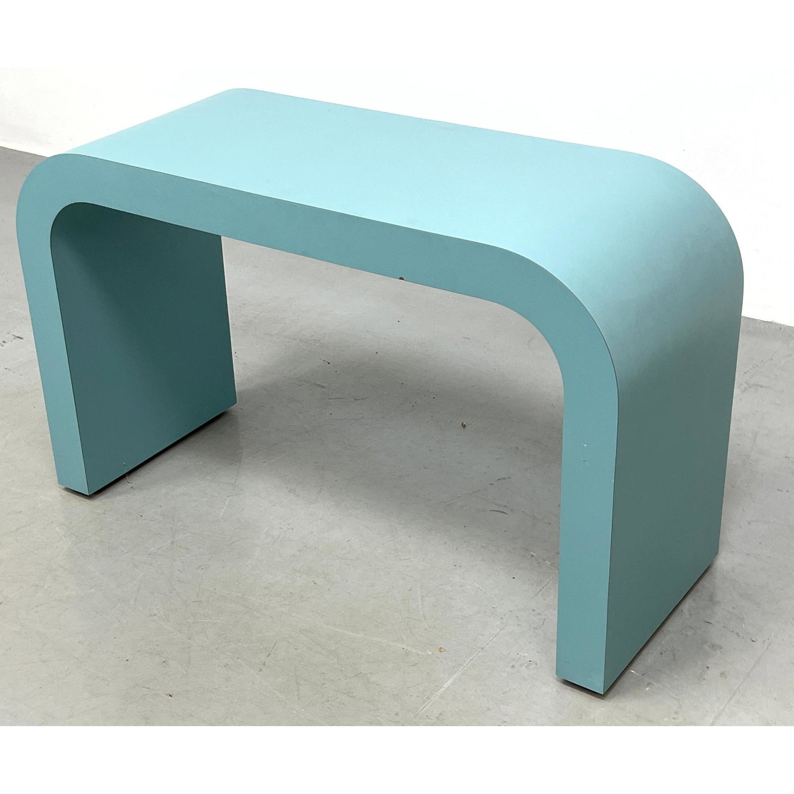 Turquoise Formica Waterfall Edge Low Console Table. (1 of 10)