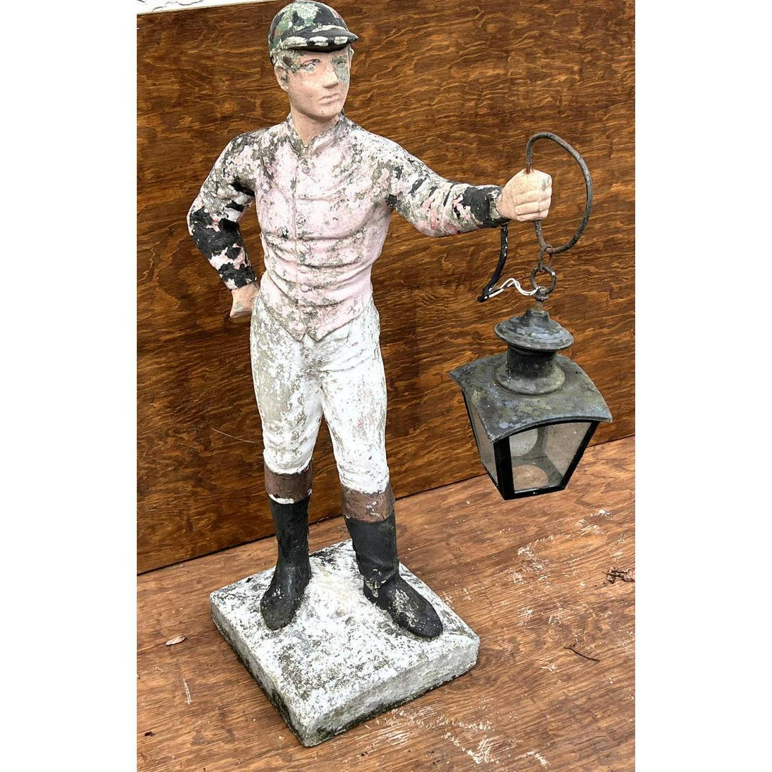Cast Cement Lawn Jockey Garden Sculpture.  Lantern. (1 of 5)