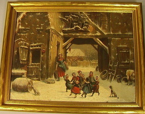 LOUIS CLAUDE MALLENBRANCHE Children Oil Painting: LOUIS CLAUDE MALLENBRANCHE Children Oil Painting on Canvas. -- Dimensions: H: 9.25 inches: W: 12.5 inches --- Condition (General): Wear to top left corner. Please contact us with specific questions ab