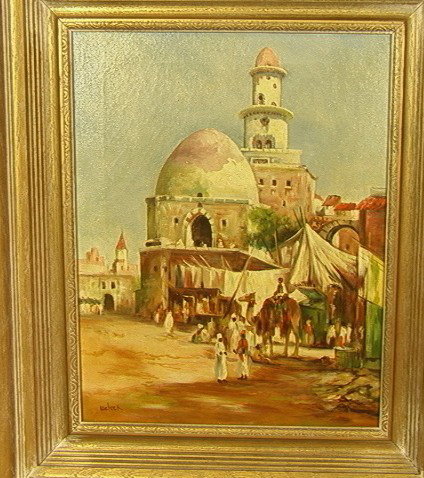 WELSCH Market Scene Oil Painting on Canvas. Signe: WELSCH Market Scene Oil Painting on Canvas. Signed lower left.-- Dimensions: H: 19.5 inches: W: 15.5 inches --- Condition (General): Very Good Condition. Please contact us with specific questions abou