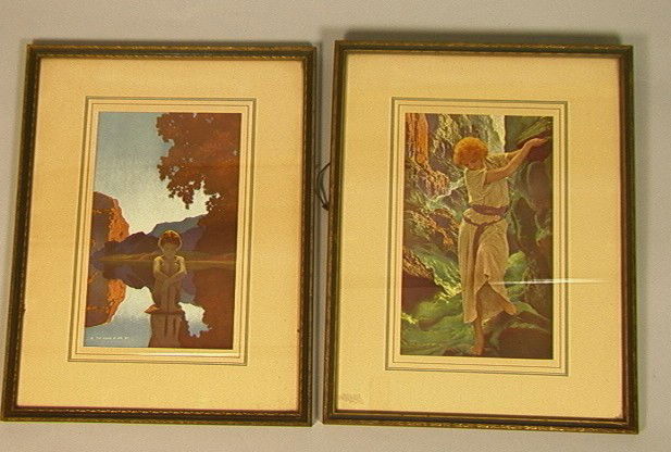 Two Maxfield Parrish Framed Prints. "The Canyon": Two Maxfield Parrish Framed Prints. "The Canyon" and "Evening". Marked House of Art New York.-- Dimensions: H: 9.25 inches: W: 5.75 inches --- Condition (General): Very Good Condition. Please contact