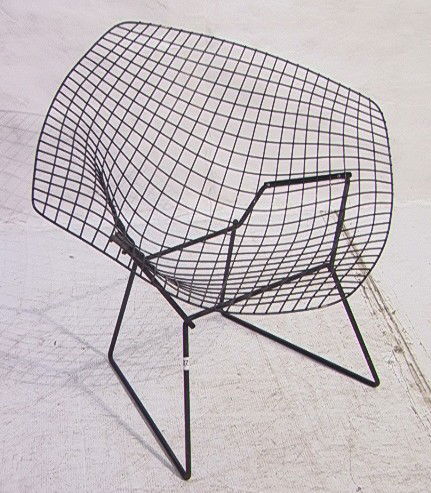 Harry Bertoia Diamond Chair. Black wire mesh.: Harry Bertoia Diamond Chair. Black wire mesh.-- Dimensions: H: 30 inches: W: 33.5 inches: D: 19.5 inches --- Please contact us with specific questions about condition, not visible in the photos. --- U