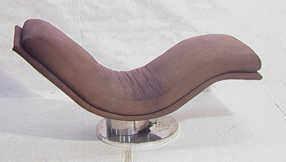 70's Modern Wave Form Lounge Chair. Chrome base.: 70's Modern Wave Form Lounge Chair. Chrome base.-- Dimensions: H: 34 inches: W: 66.5 inches: D: 27 inches: L: 24 inches --- Please contact us with specific questions about condition, not visible in th