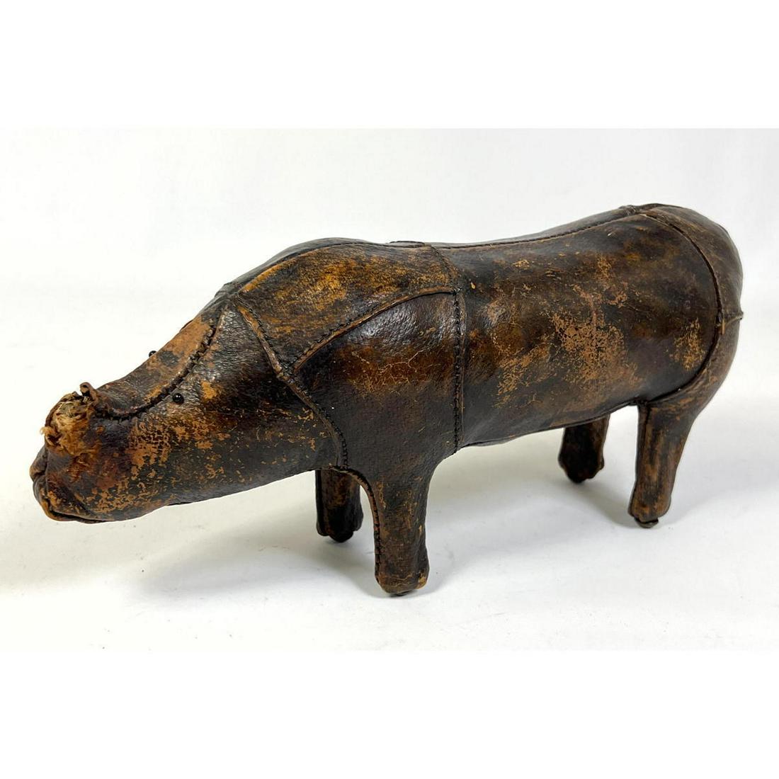 Small Vintage Leather Rhinoceros Figure. (1 of 7)