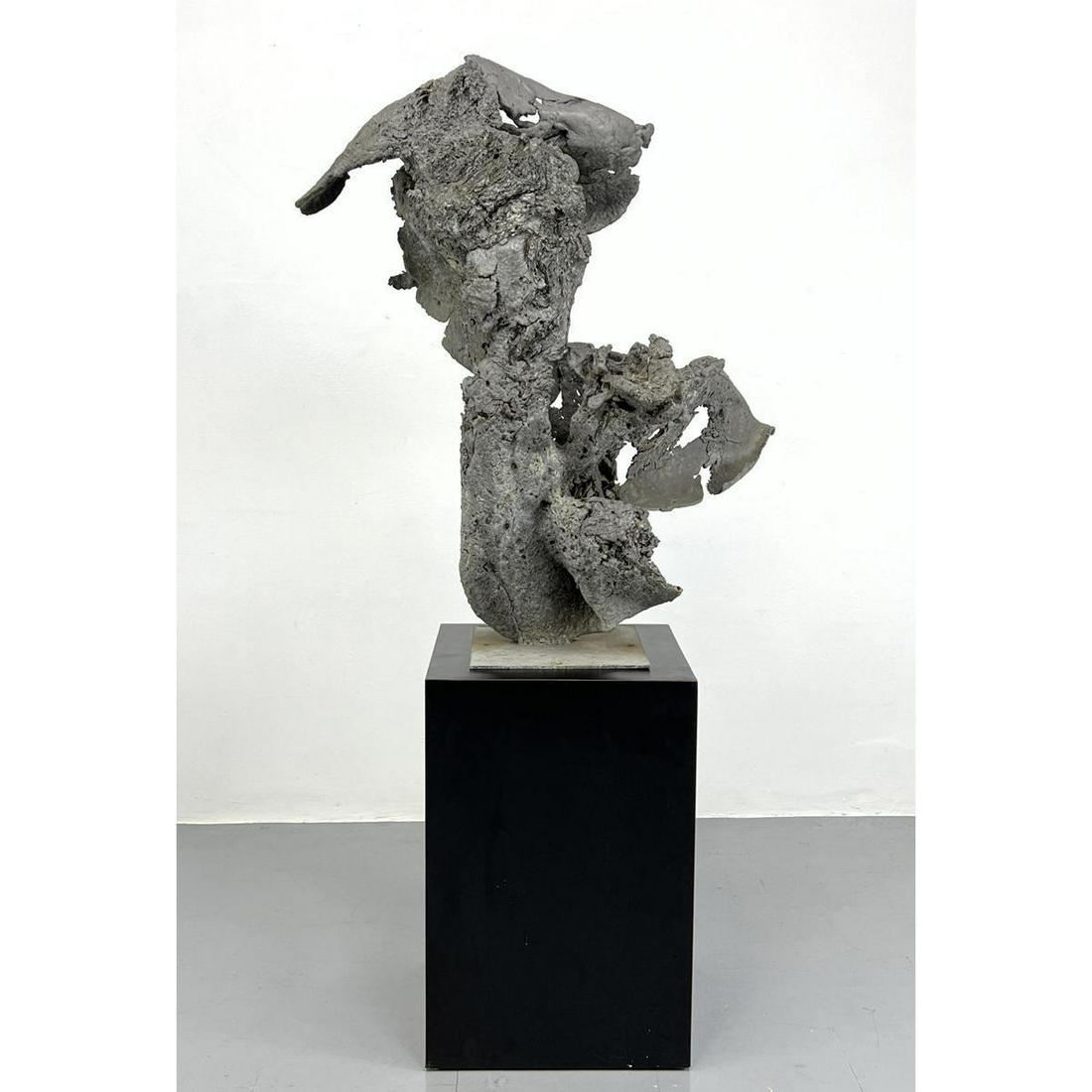 Large Brutalist Spill Cast  Modernist Abstract Sculpture. Ebonized Display Stand. "Action 4" 1967 on (1 of 13)