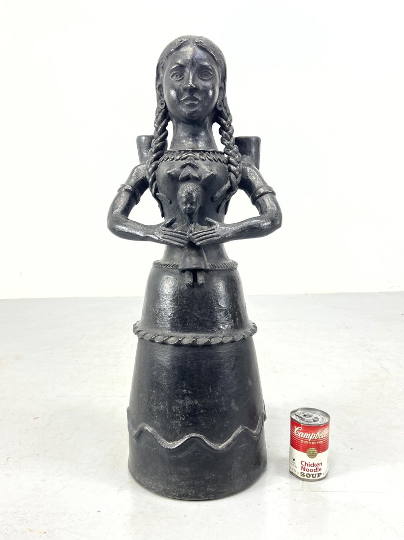 Large 29 inch Mid 20th Century South American Pottery Figural Mother and Child Statue (1 of 8)