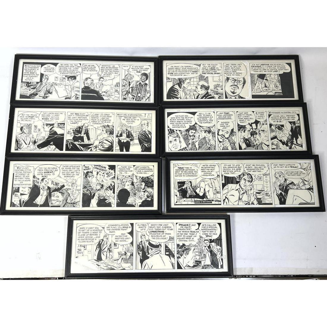 7pc Hand Drawn Political Comic Strip Set.  Marvel comic artist Frank Springer (1 of 9)