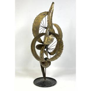 HARRY BALMER  Style Table Sculpture. Mixed metal.: HARRY BALMER Style Table Sculpture. Mixed metal. Dimensions: H: 24 inches: W: 10 inches: D: 7 inches ---