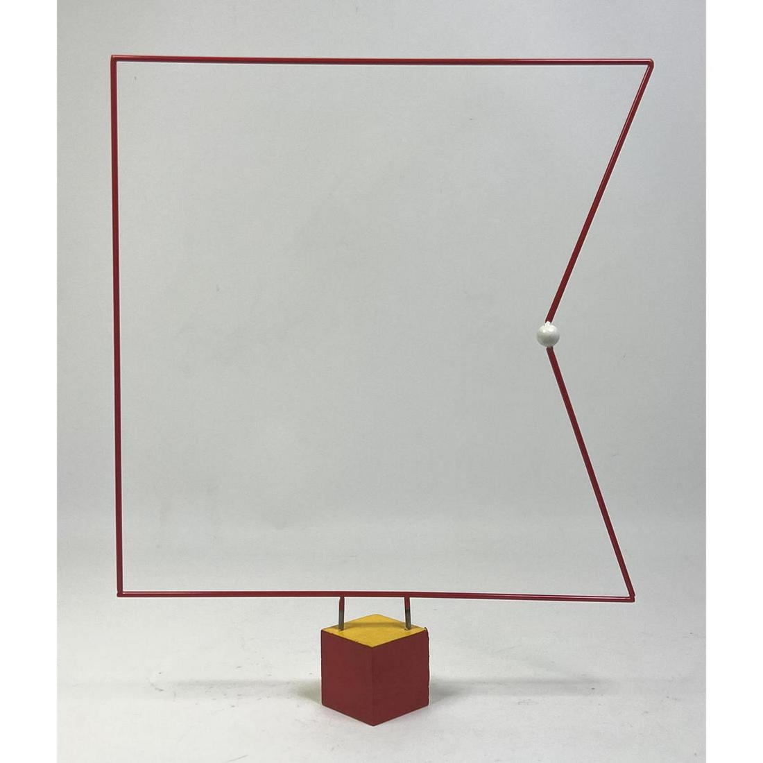 GEORGE D'AMATO Minimalist Constructivist Sculpture. Enamel painted steel on wood base.  D'Amato was (1 of 5)