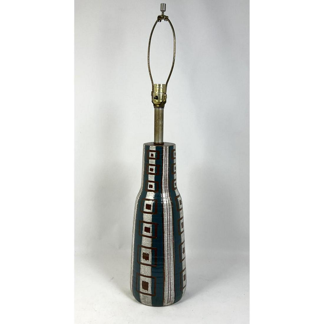 Good Mid Century Modern Pottery Table Lamp. Signed on the underside. (1 of 7)
