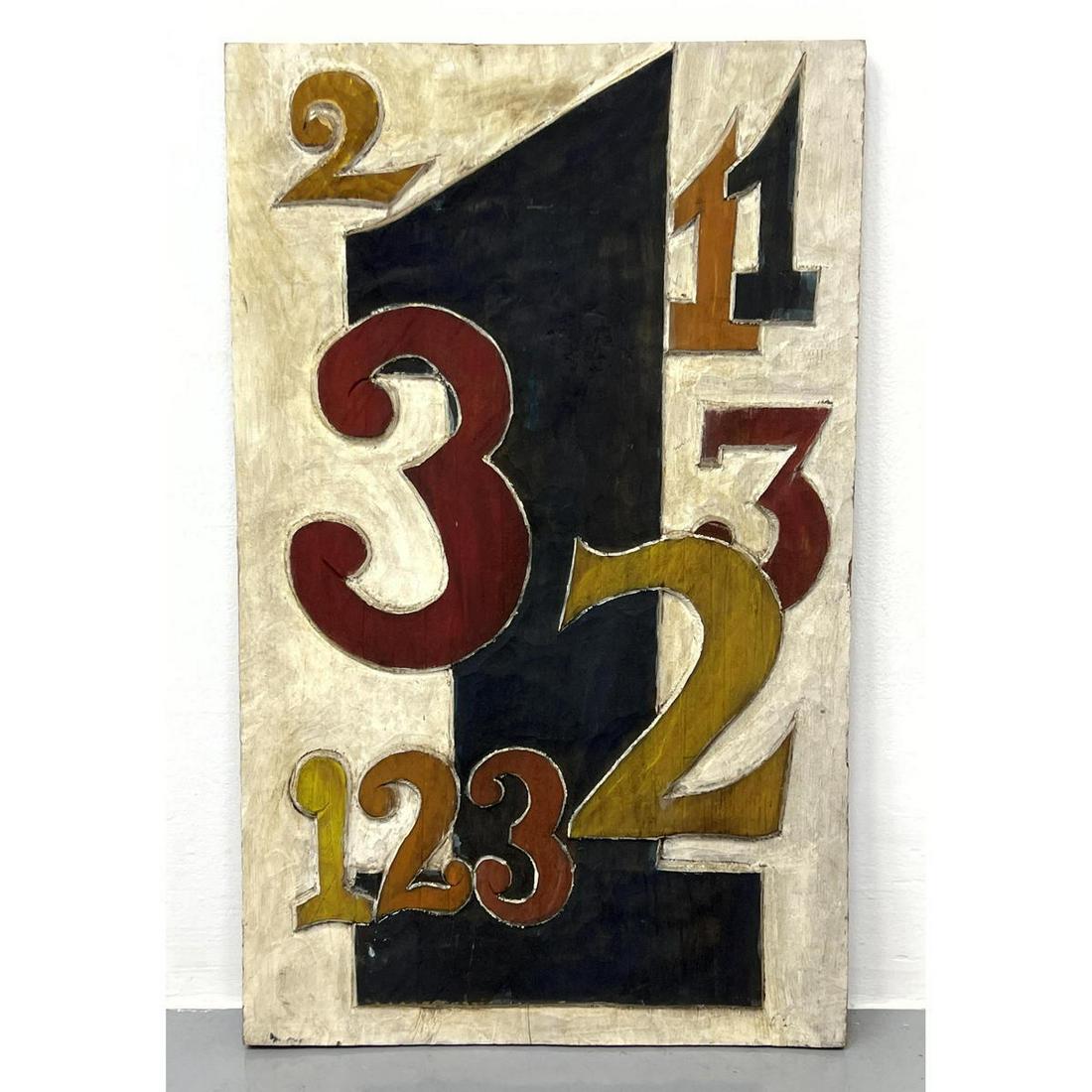 Carved and Painted Wall Plaque. Number design. (1 of 7)