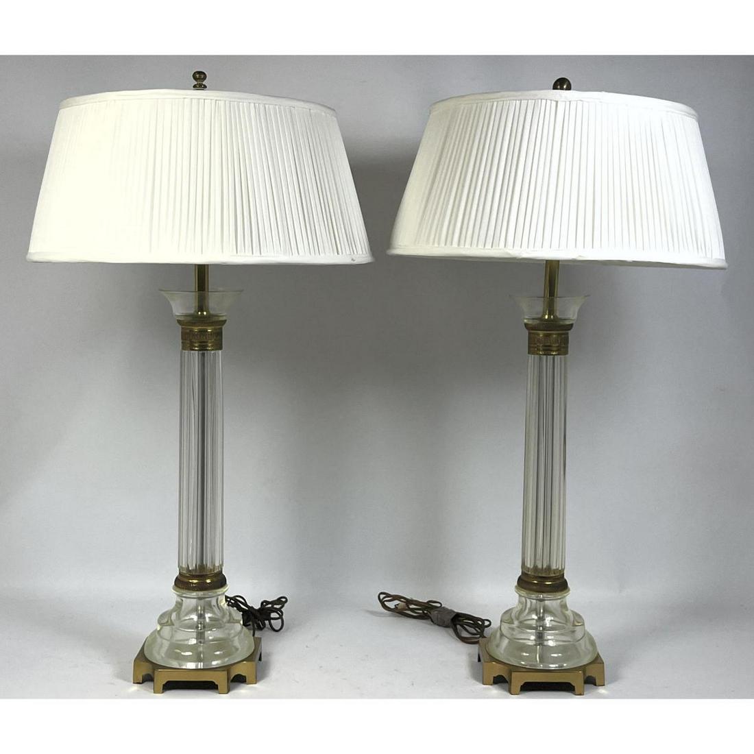 Pr MARBRO Crystal Column Table Lamps. Gilt Bronze mounts. Classical form. (1 of 12)