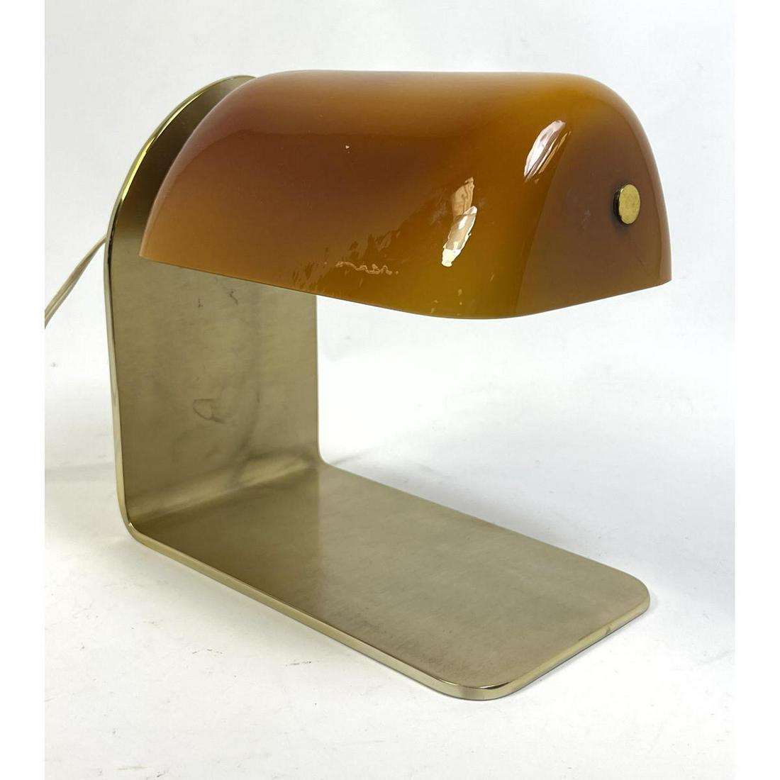 Mid Century Modern Adjustable Desk Lamp.  Italian style with glass shade on metal base. (1 of 10)
