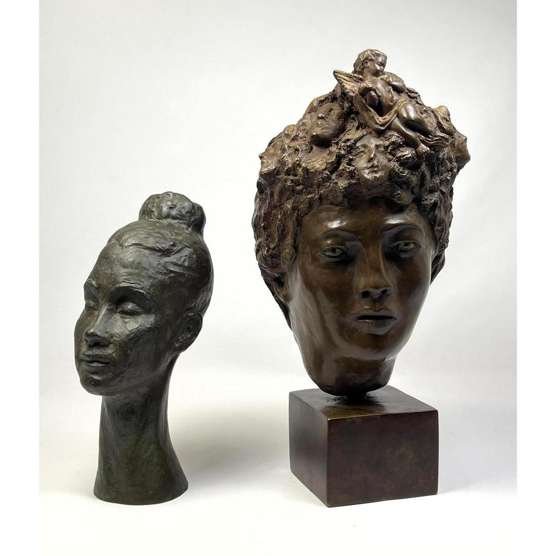 2pcs Bronze bust sculptures. Figural. Mid Century Modern. (1 of 11)