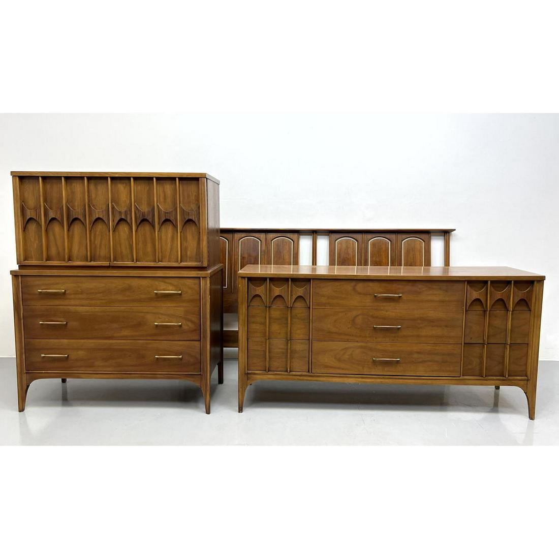 Kent Coffey Perspecta Walnut And Rosewood Bedroom Set. High Chest
