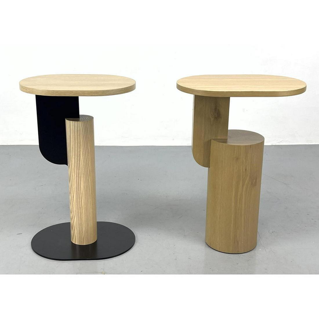 2 Memphis Style Side Tables. Cantilever.  1 Oak and 1 oak and steel. Lodging Concepts. (1 of 16)