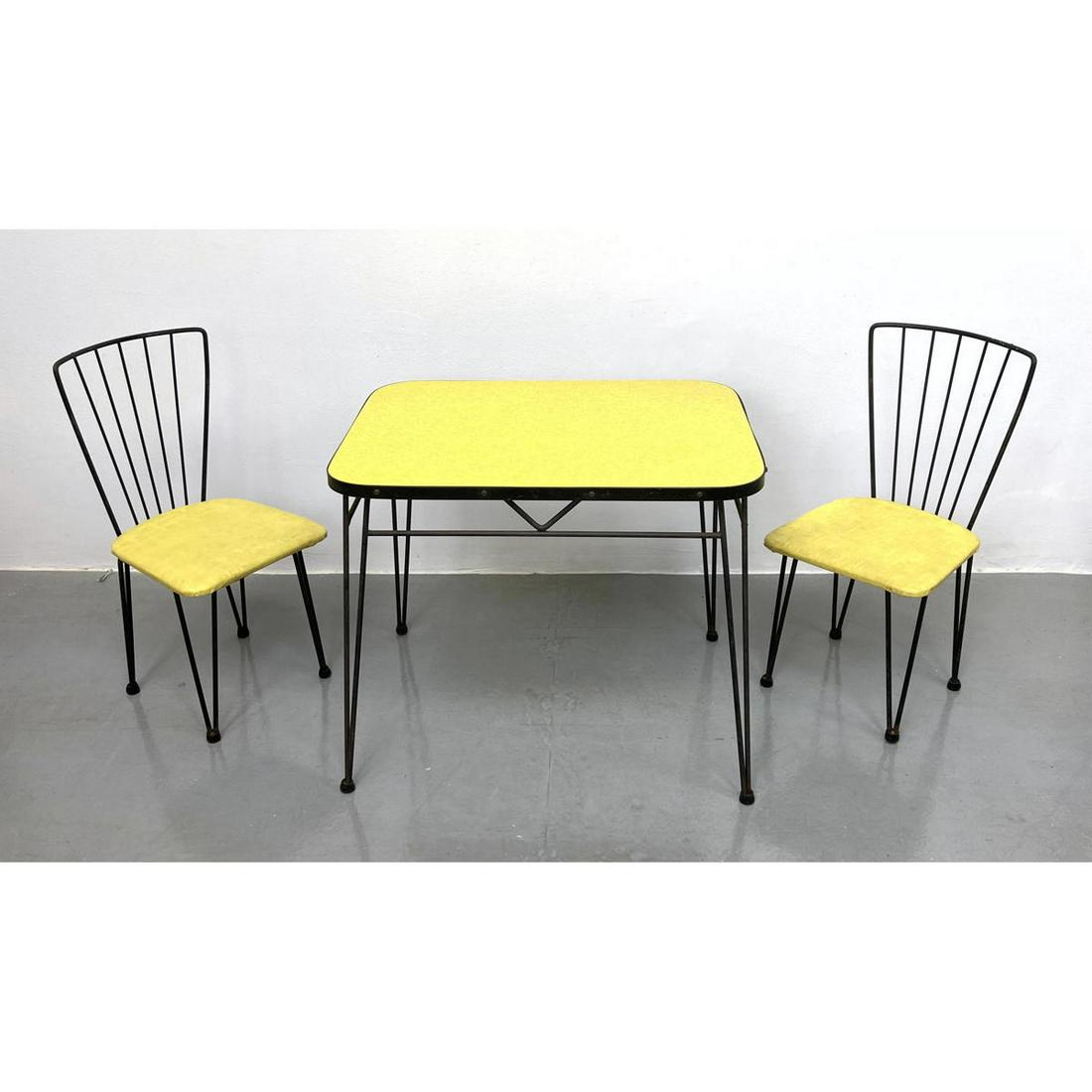 Adorable Bright Yellow Child's Modern Dining Set. Boomerang design bright yellow formica table top. (1 of 11)