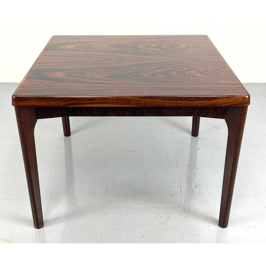 Danish Modern Rosewood VEJLE STOLE Square Side Table. Nicely grained rosewood top on bowed skirt. Ma (1 of 9)