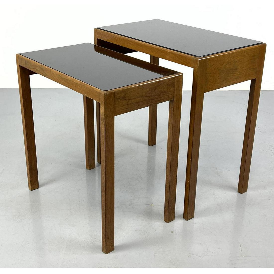 Pr Modernist Nesting Tables. Black Glass Tops. (1 of 10)