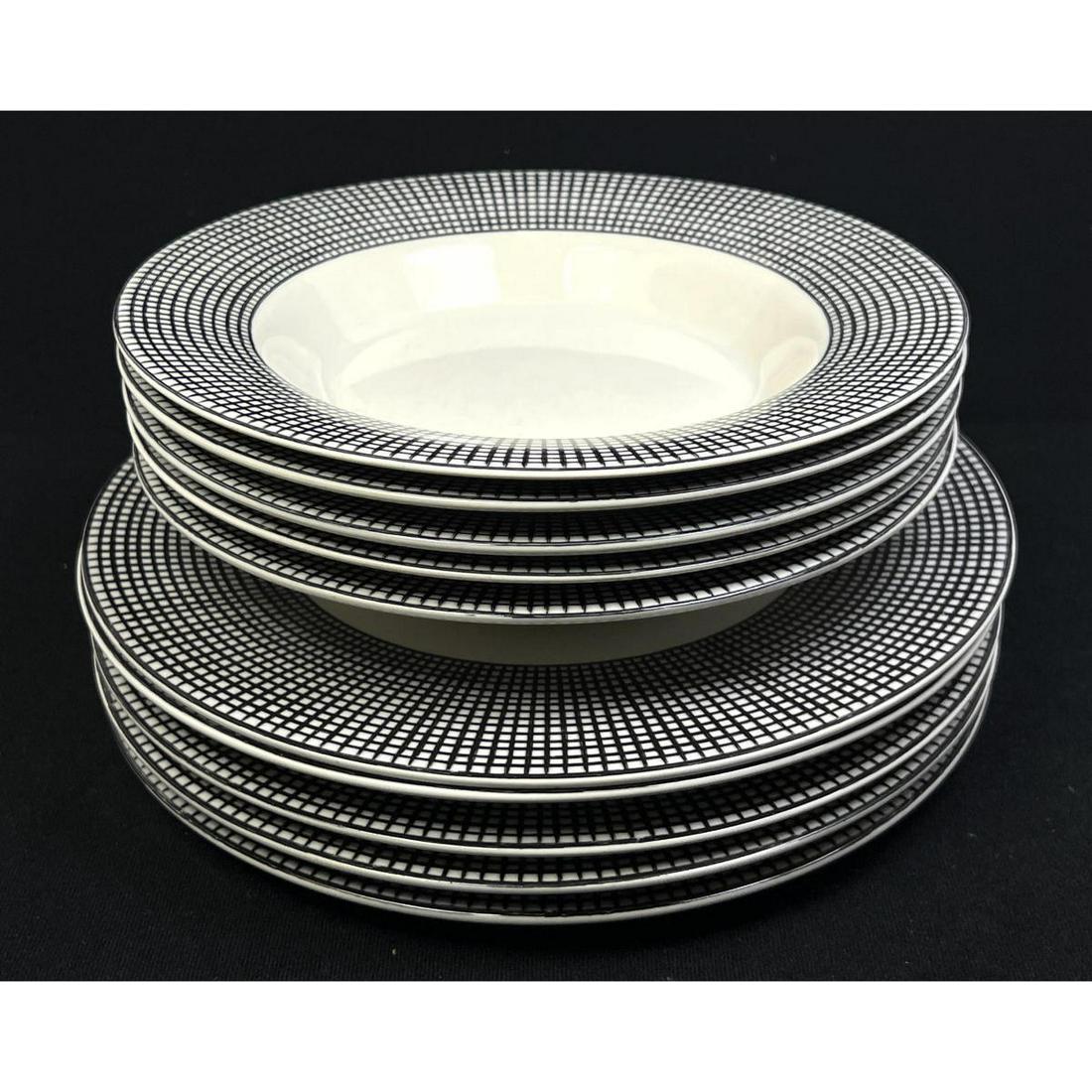 Swid Powell "Graph" Dishes  5 plates and 5 bowls. 11 inch plates and 9.25 inch bowl (1 of 7)