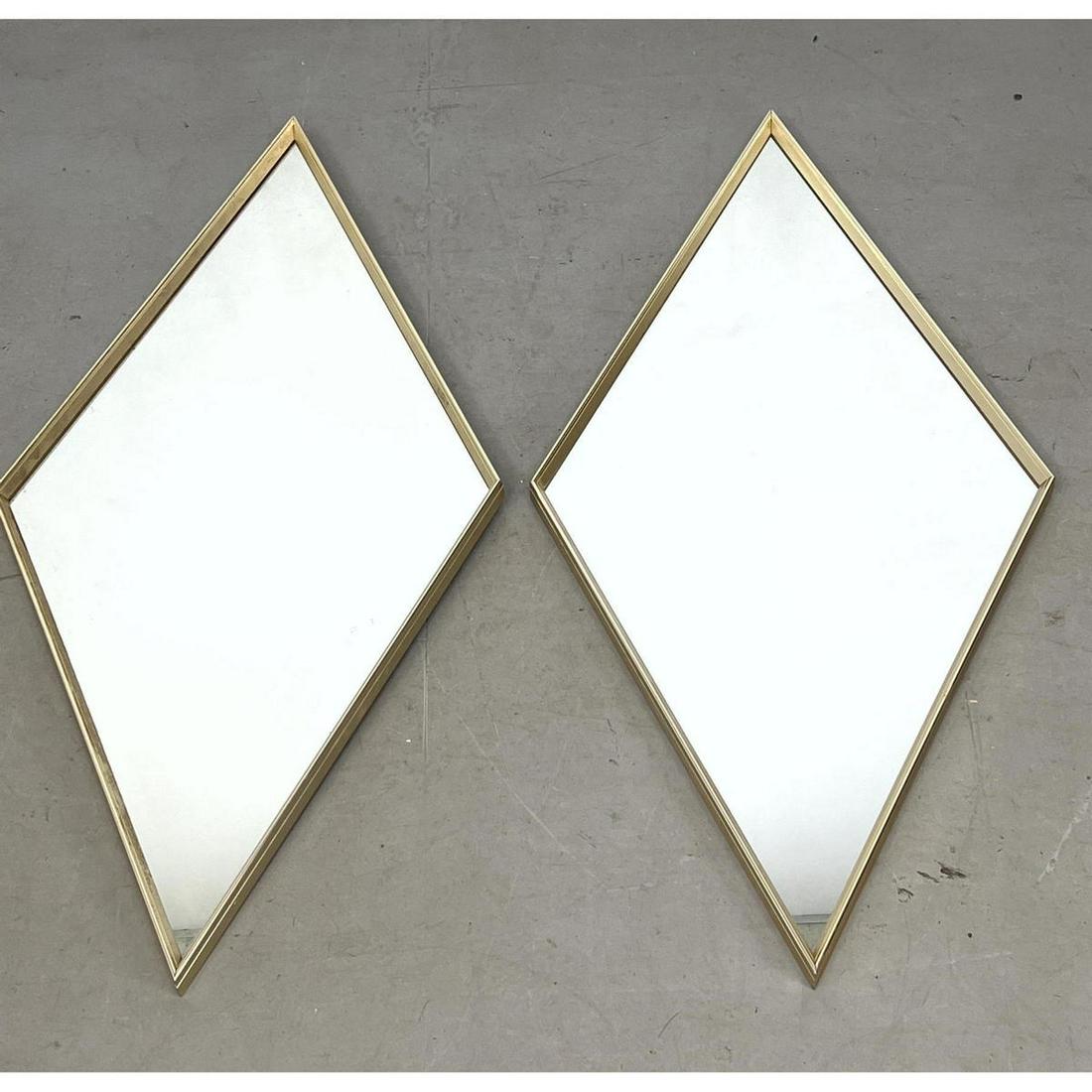 Pr LaBARGE Diamond Framed Wall Mirrors. Metal Frames. Label (1 of 7)