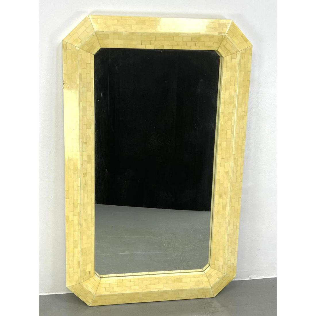 Tesselated Bone Tile Modernist Wall Mirror. Notched corners.: Tesselated Bone Tile Modernist Wall Mirror. Notched corners. Dimensions: H: 54 inches: W: 33.5 inches ---