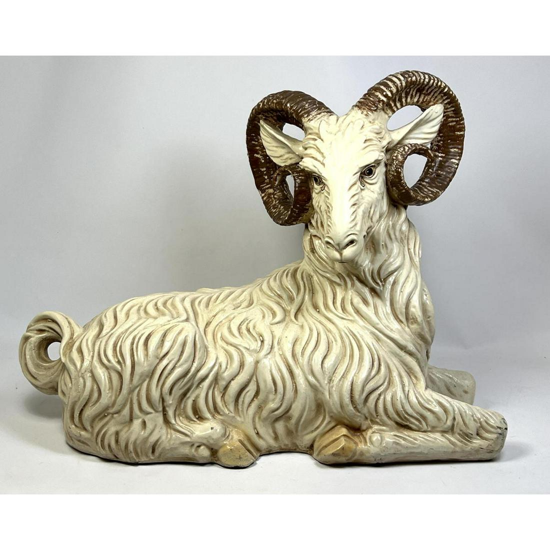 Hollow resin Figural sculpture of Lying Ram. (1 of 14)