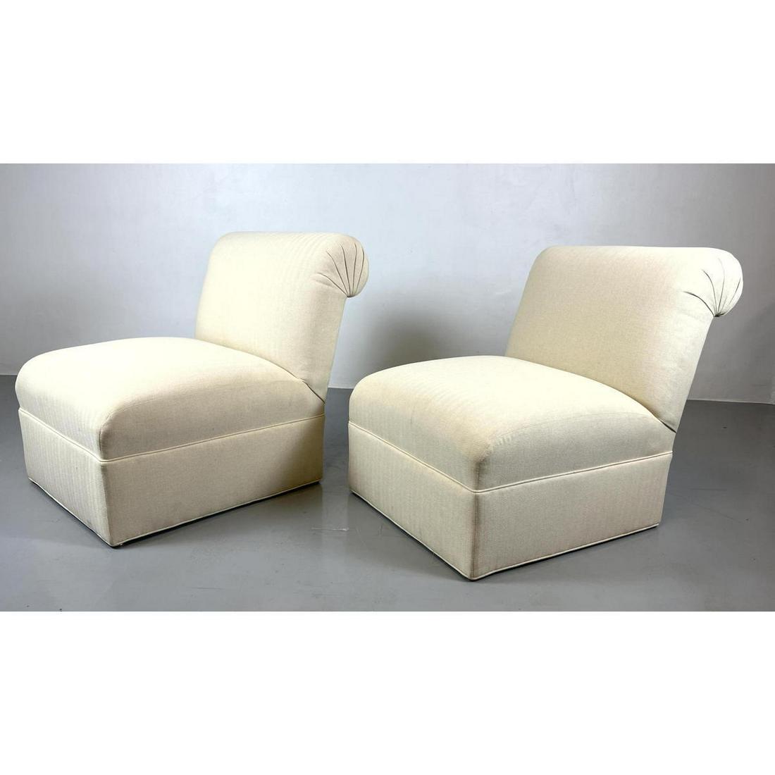 Pair newly upholstered slipper chairs. art deco form. (1 of 10)