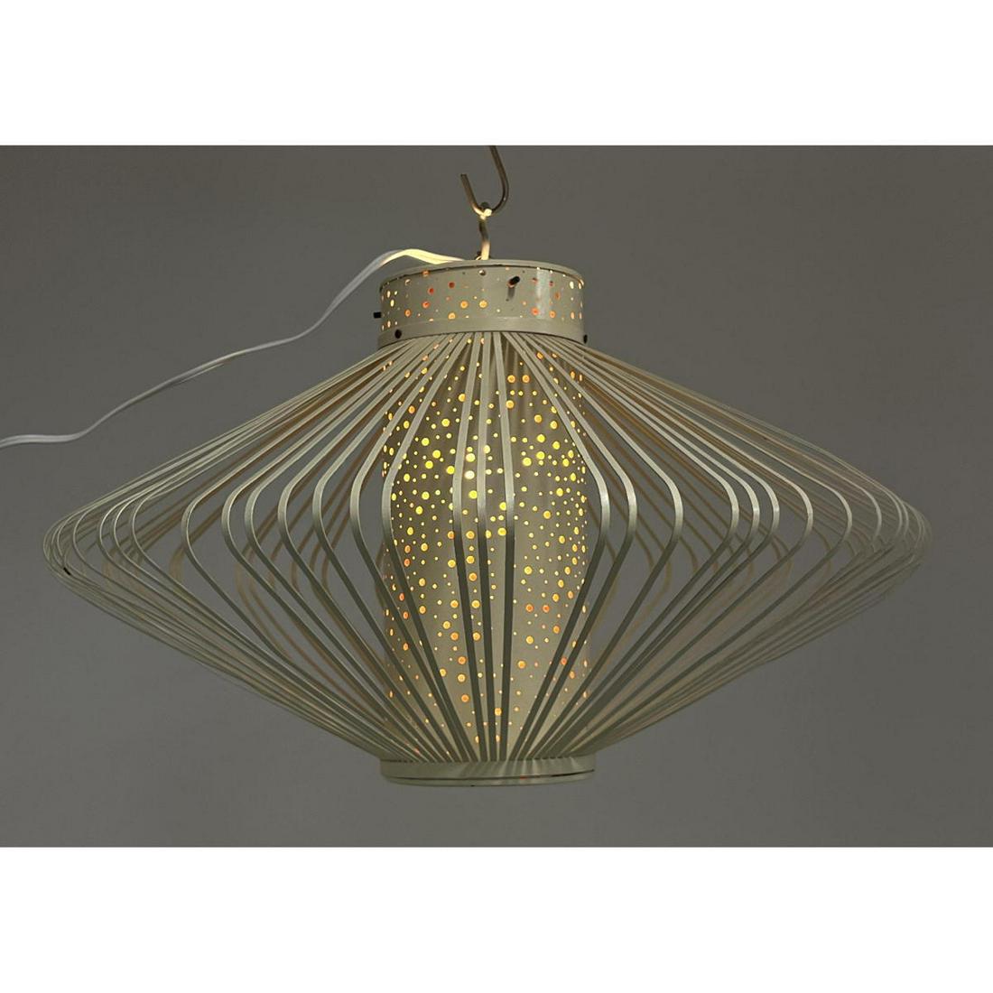 Stylish Modernist Metal Chandelier Hanging Light. Saucer Shaped O Metal Rods. Interior Pierced Cylin (1 of 10)