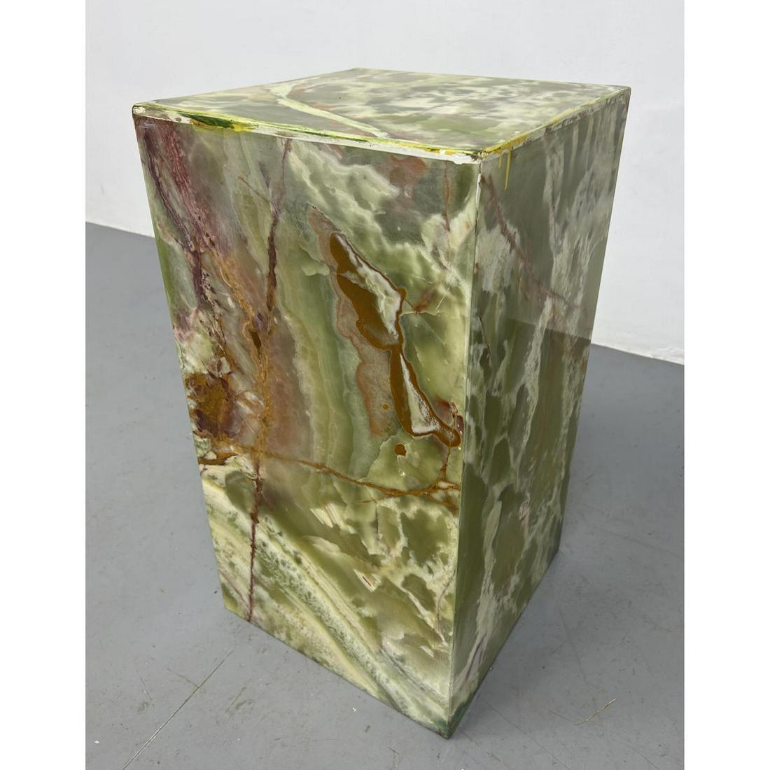 Green Onyx Square Pedestal with extensive repairs. Very heavy. (1 of 11)