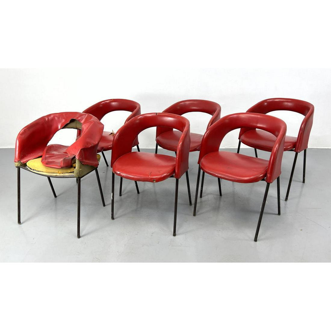 Set 6 Red Gastone Rinaldi P34 dining chairs 1950's (Reference: Gastone Rinaldi Designer della Rima, (1 of 18)