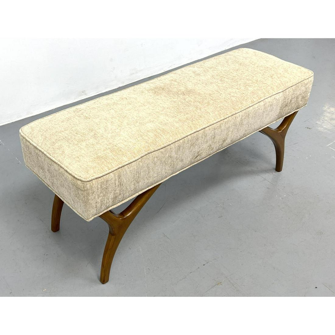 Adrian Pearsall style Walnut Upholstered Bench. Tan Upholstered Bench. Organic form Legs. Newer cons (1 of 10)