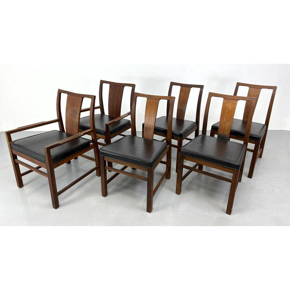 Set 6 Asian inspired Central Slat Back Dining Chairs. Two Arm and Four Side Chairs. HIBRITEN Label. (1 of 16)
