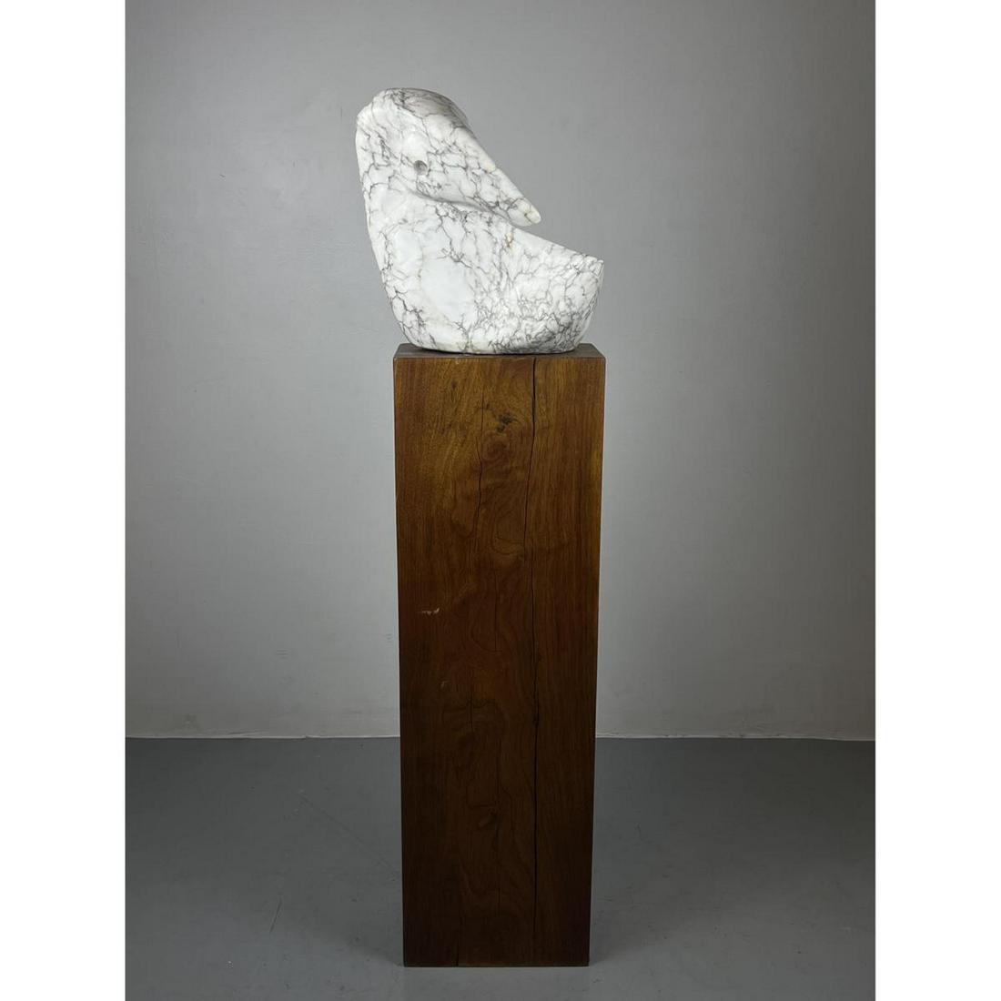 Abstract Modern Marble Sculpture on Wood Column Base. (1 of 9)