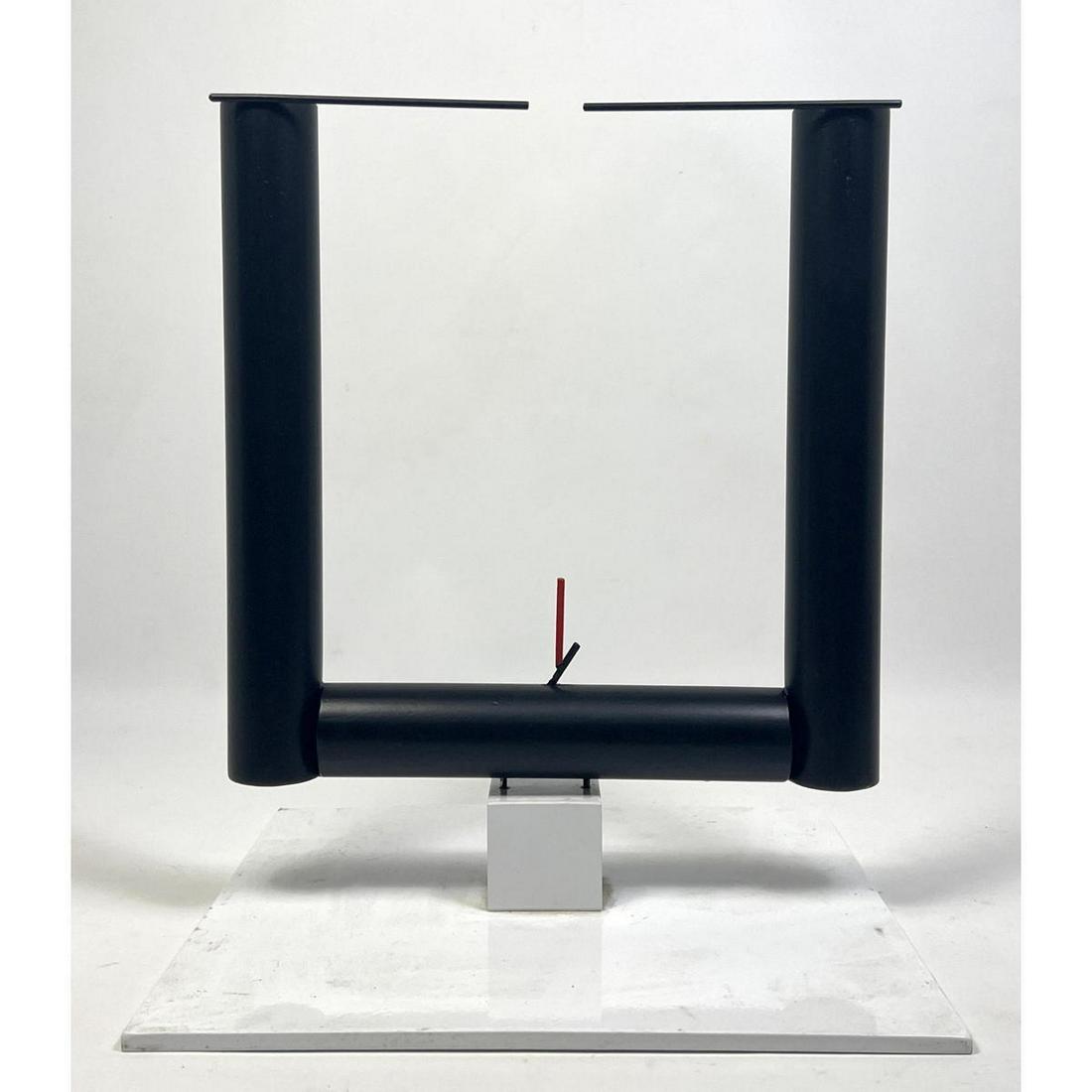 GEORGE D'AMATO Minimalist Constructivist Sculpture. Black steel rods with red detail. White steel ba (1 of 6)