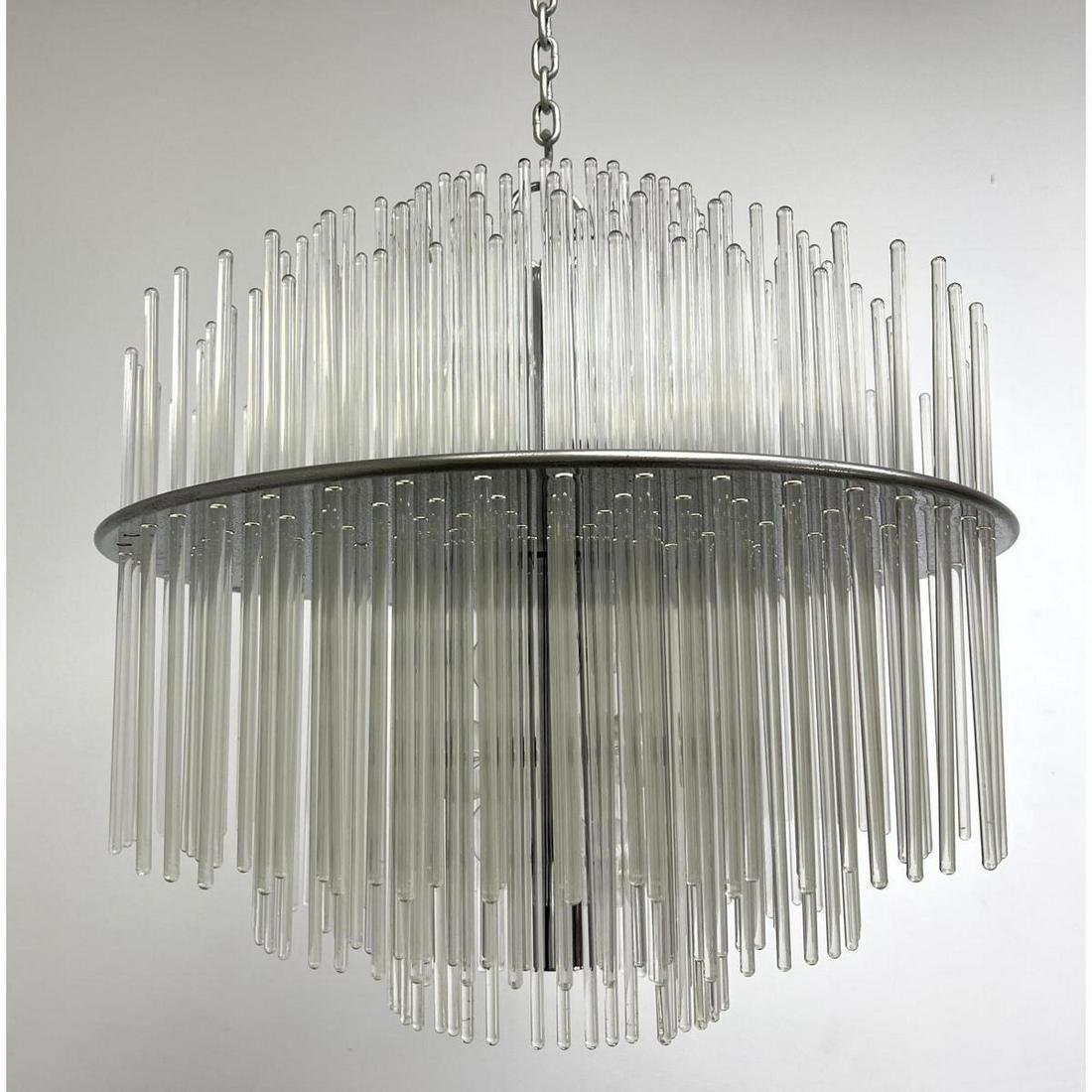 Gaetano Sciolari for Lightolier chrome and glass rod chandelier LIGHTOLIER Label. (1 of 9)