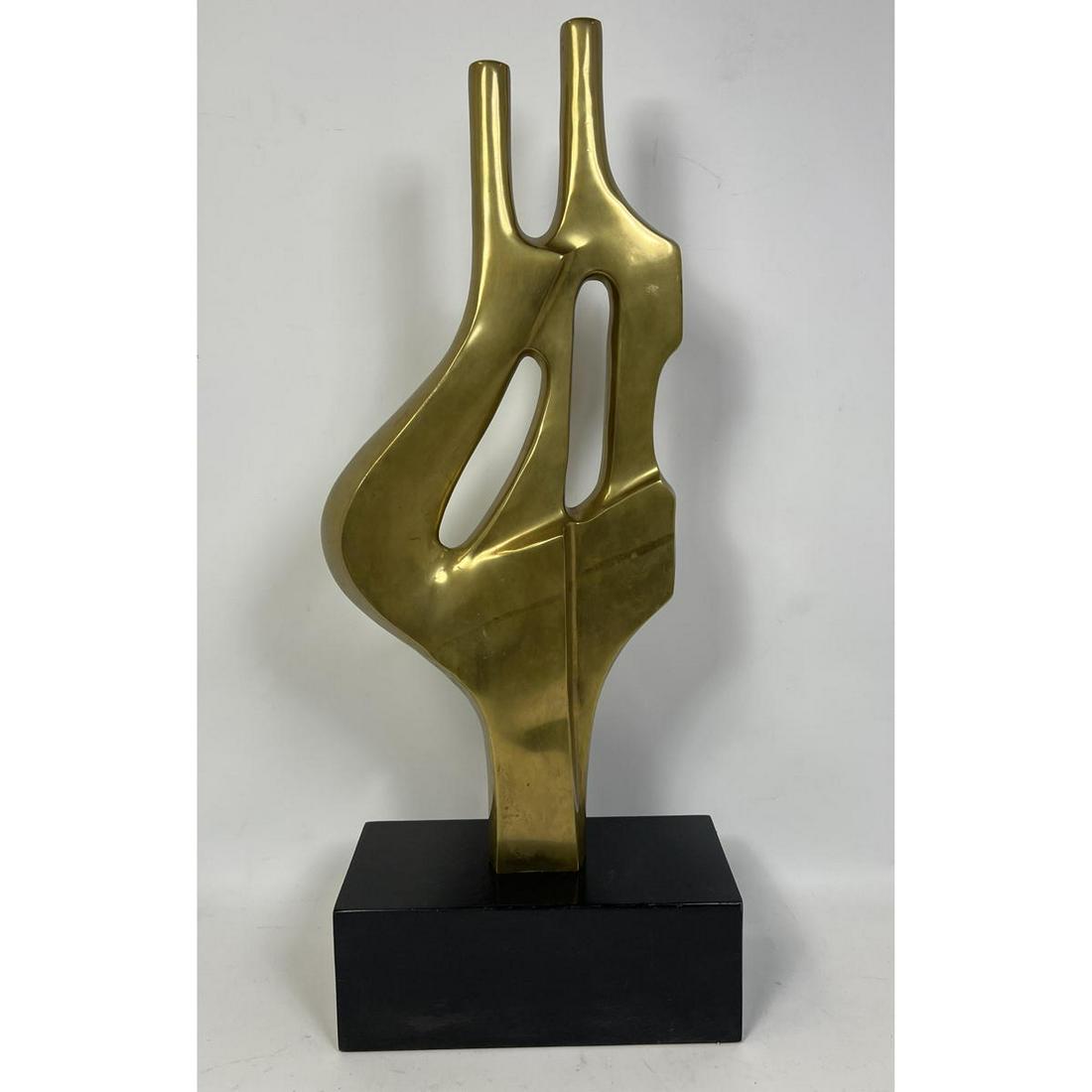 Brass Mid Century Modern  Abstract Sculpture. Black Base. (1 of 12)