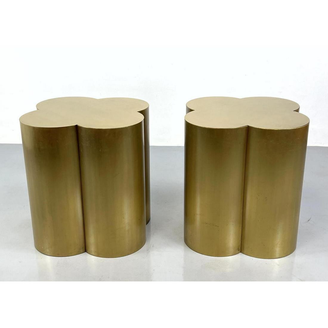 Pr Brass Quatrefoil Form Pedestal Table Bases.  Tables Display Pedestals. Lift off Tops. Heavy const (1 of 12)
