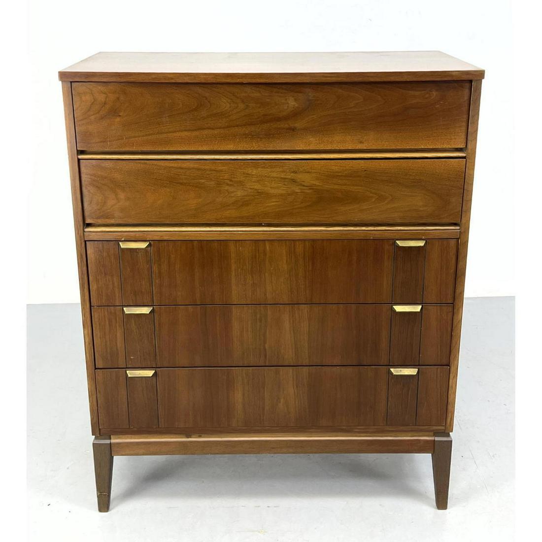 Mid Century Modern Stanley Walnut Tall Dresser Chest. American Modern (1 of 14)