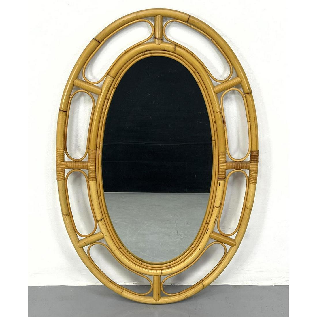 Oval Wrapped Rattan Framed Wall Mirror. (1 of 6)