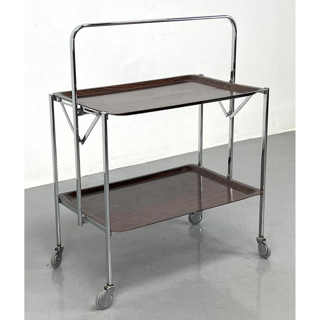 MELFORM Folding Collapsible Rolling Serving Cart Trolley. Made in Italy. Thin chrome tube frame. (1 of 8)