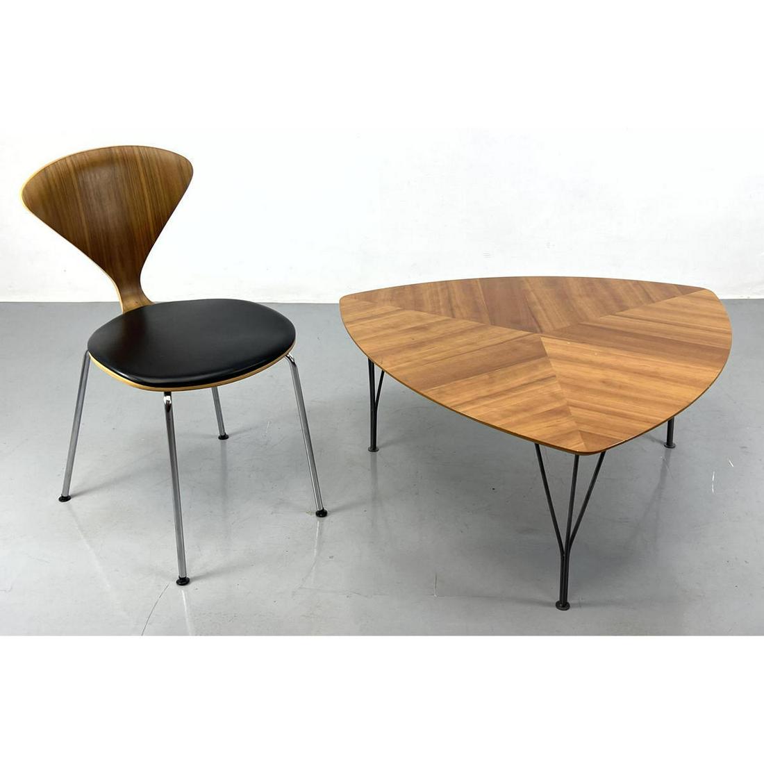 2pcs Mid Century Modern.  Norman Cherner Chair and Guitar Pick table. Chair dims 33 x 17 x 21 (1 of 13)