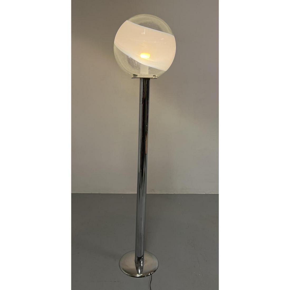 Murano Glass Ball Shade Chrome Floor Lamp. Modernist Lighting. Swirl design. (1 of 12)