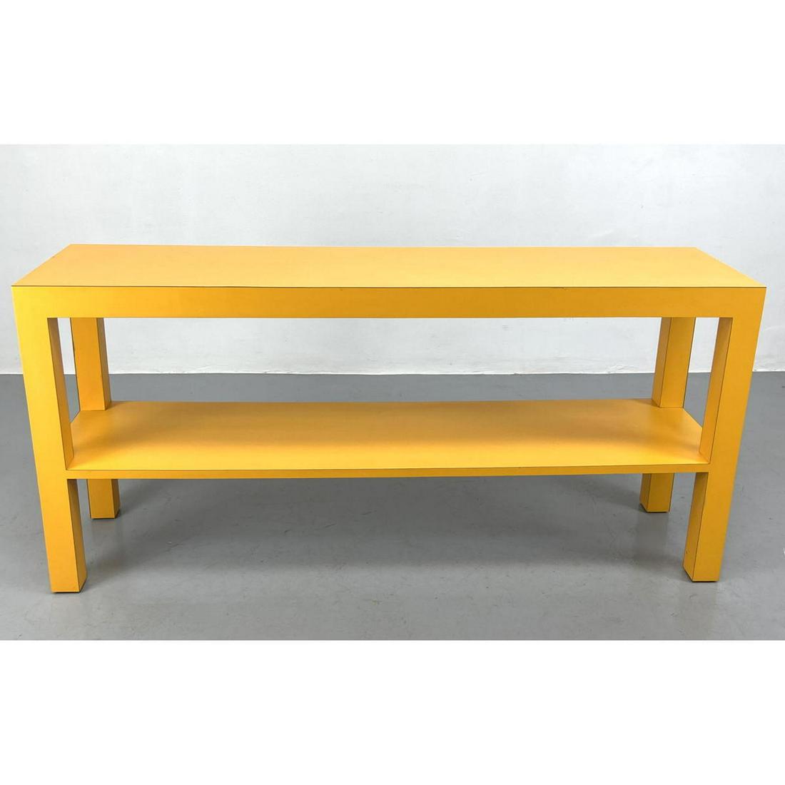 Modernist Orange Laminate Parsons Table. Hall Console Table with Lower Shelf. (1 of 7)