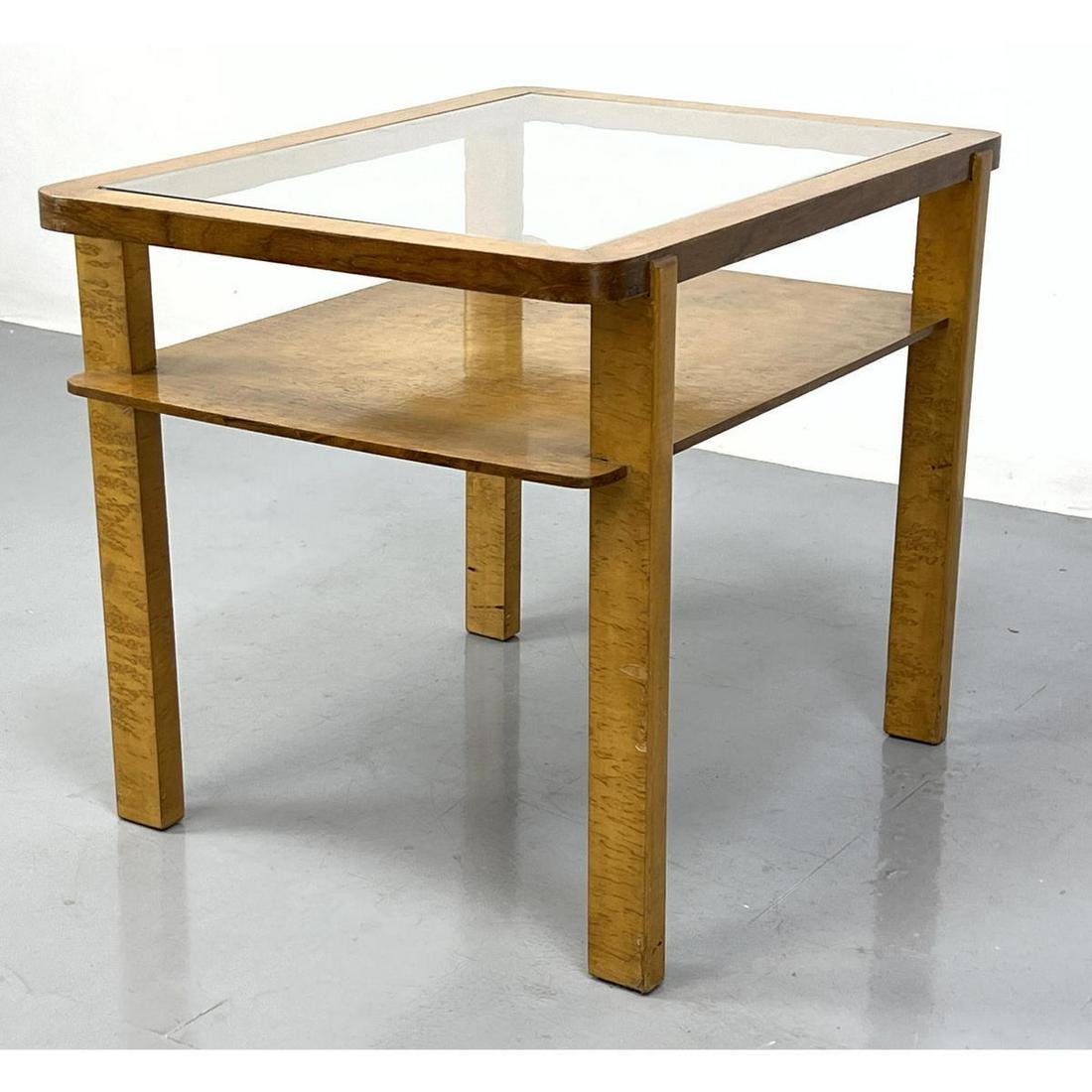 Art Deco Burl Side Table with Inset Glass. (1 of 16)